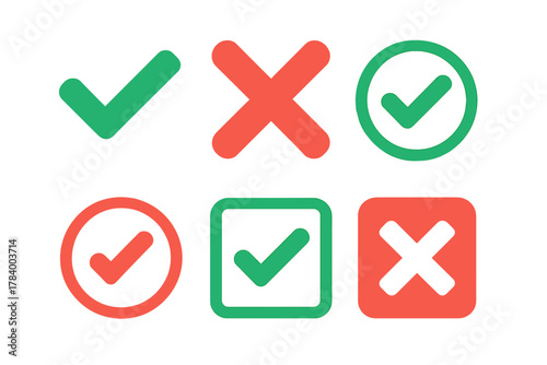 Green check marks and red cross icons for approval and rejection symbols