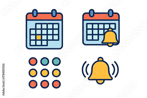 Calendar and notification bell icons for scheduling and reminders