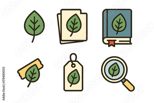 Stylized icons representing leaf and nature concepts for design