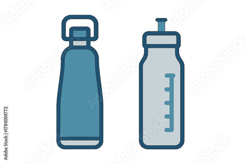 Two reusable water bottle icons for hydration and fitness tracking