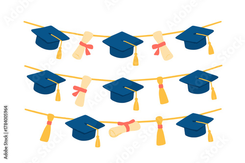 Graduation Cap and Diploma Scroll Hanging Banner Decoration