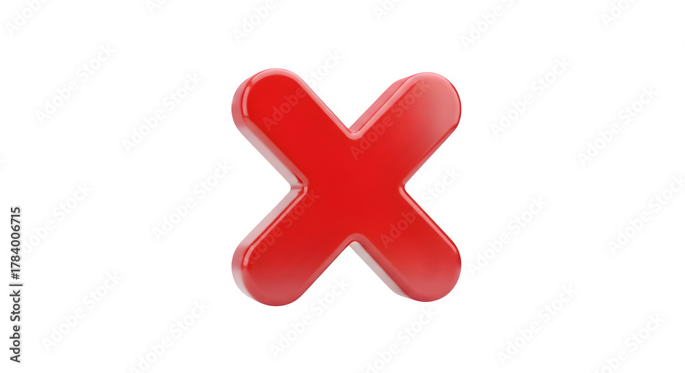 Obraz premium Red cross mark isolated on transparent background, symbolizing error, rejection, and negativity