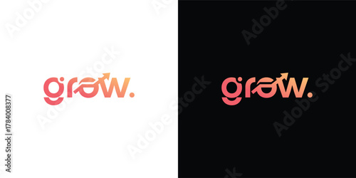 grow wordmark and arrow logo design template