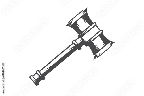 Two sided battle axe with its intricate details creates a visually striking and powerful impact