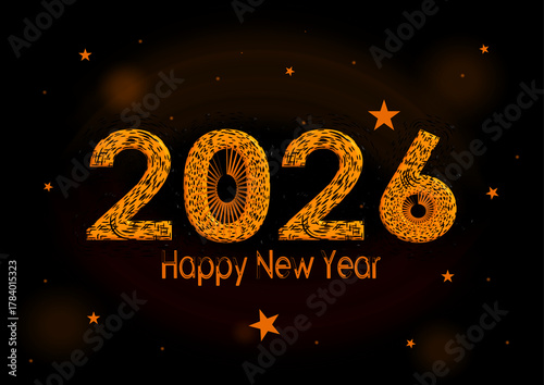 Happy New Year 2026 New Year's Eve Number Creative Background Design. Vector Illustration