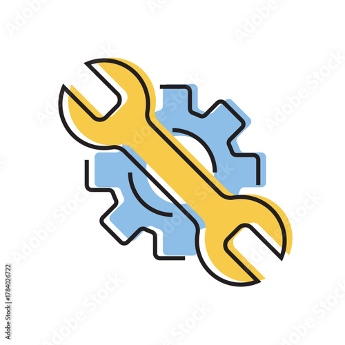 configuration. settings. configuration icons. repair. black and white icons. on a white background. vector. settings. fix the problem. find a solution. repair wizard.	