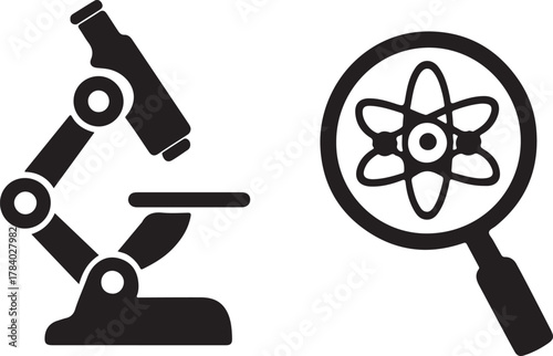 Robot hand holding microscope vector, AI technology and scientific research innovation concept design.