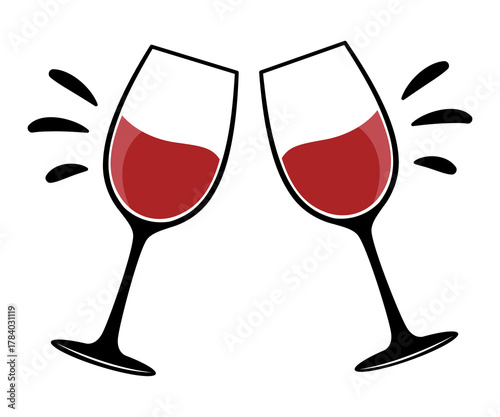 Glass containing red wine alcohol beverage minimalist illustration isolated on white