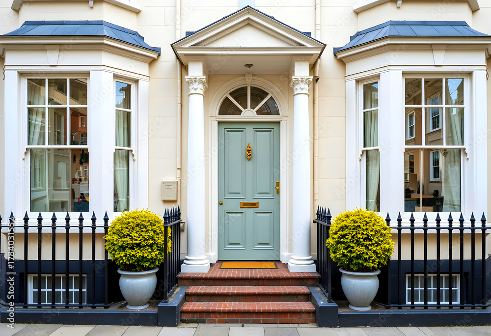 Fototapeta premium A stunning old townhouse's exterior on a street in an English city
