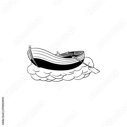 Boat on cloud surreal nautical illustration blending imagination with the sea's allure
