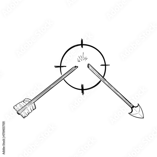 Monochrome graphic of a broken arrow hitting a target, conveying concepts of difficulty and thwarted ambition