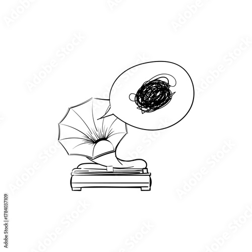 Antique gramophone whispers a tale of sonic chaos and nostalgic beauty