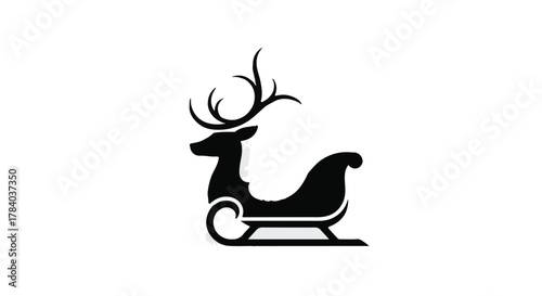 Whimsical silhouette of a reindeer pulling a sleigh, evoking holiday magic and winter travel.