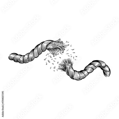 Graphic illustration portraying a strong rope succumbing to immense tension and completely snapping apart