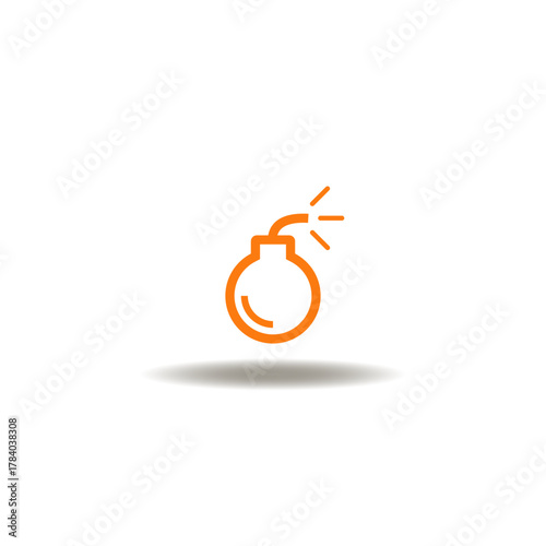Vector illustration of bomb with a burning fuse. Icon of warning, attention. Symbol of threat. Sign of explosive situation.