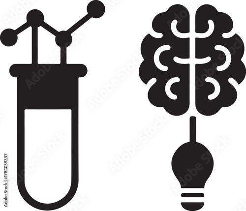 Laboratory test tube with data chart lines vector, scientific research and experiment analysis concept.