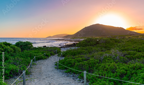 Sunset on the Kaiwi Coast Hiking Trail near Sandy Beach in Oahu, Hawaii, USA
