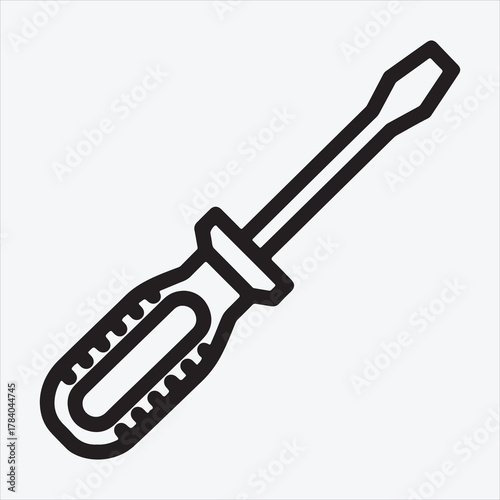 Line art Carpenter tools Screwdriver vector design
