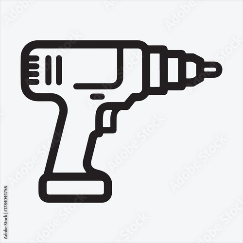 Line art Carpenter tools dril vector design