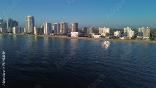 View of a South Florida Skyline from a Calm Ocean