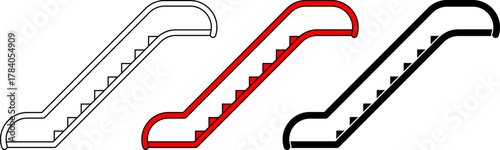 side view Escalator icon set