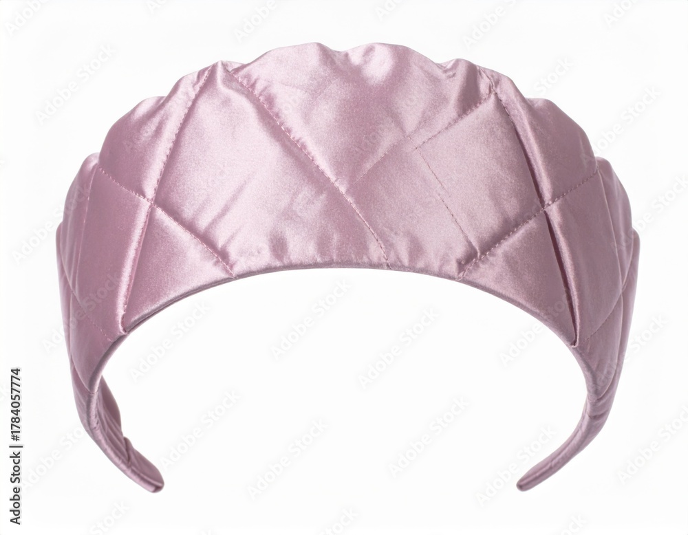 Fototapeta premium Pink Satin Headband with Diamond Pattern on a White Background