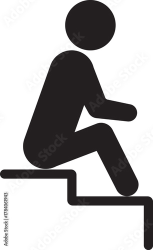 Pictogram of a human figure sitting on stairs