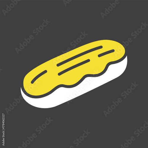 Classic French Eclair Pastry Glyph Icon