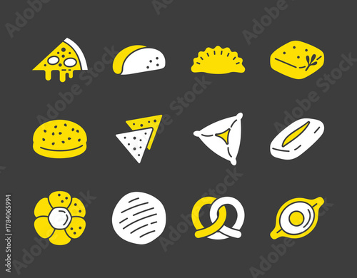 Diverse Baked Goods Vector Icon Set