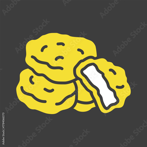 Fried Chicken Nuggets Glyph Vector Icon
