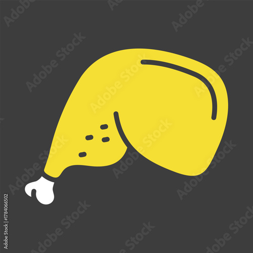 Roasted Chicken Leg Glyph Vector Icon