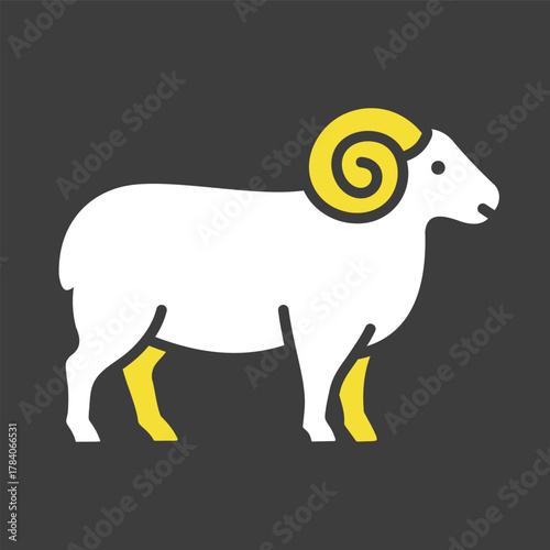 Standing Ram Sheep Black Glyph Icon