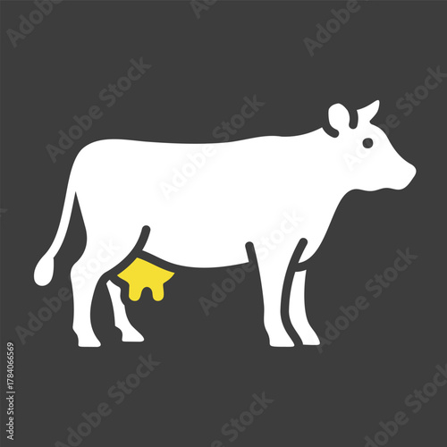 Dairy Cow Standing Black Glyph Icon