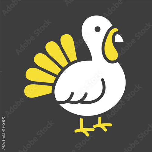 Cute Standing Turkey Bird Glyph Icon