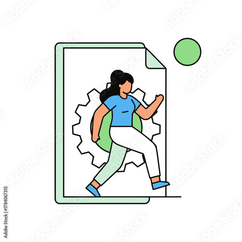 Concept of workflow automation and task execution with a person leaving a settings configuration file