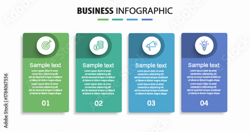 Infographic template with 4 options, workflow, process chart. Can be used for workflow layout, diagram, annual report, web design, steps or processes	
