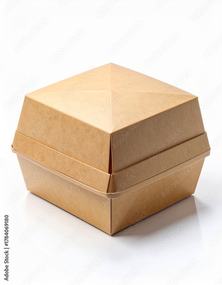 Fototapeta premium Isolated Brown Cardboard Box on White Background in Studio Shot