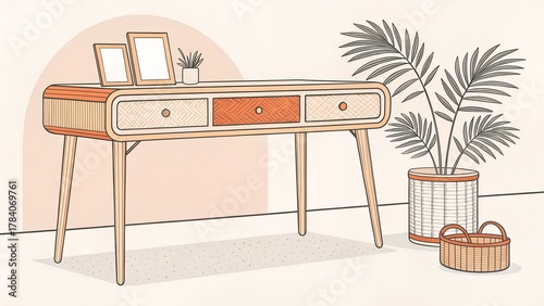 wicker desk underscore line 