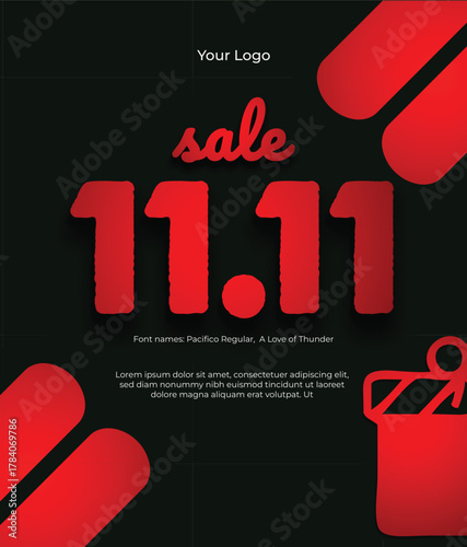 Sale banner psoter design in red and black