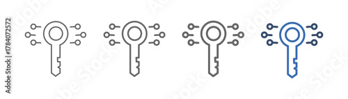 
outline icon sheet digital key with intelligence and key neural design