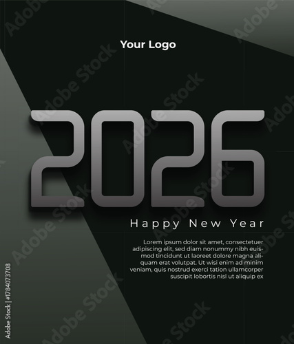 Modern 2026 happy new year  abstract card design template vector illustration