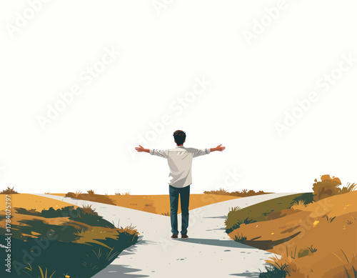 Crossroads of Choice Navigating Life's Paths with Open Arms and a Hopeful Outlook