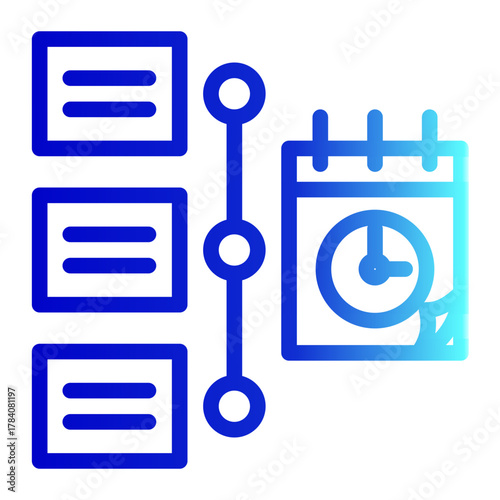 Task Scheduling and Timeline Planning Icon from Time Management Collection (Outline Gradient Style)