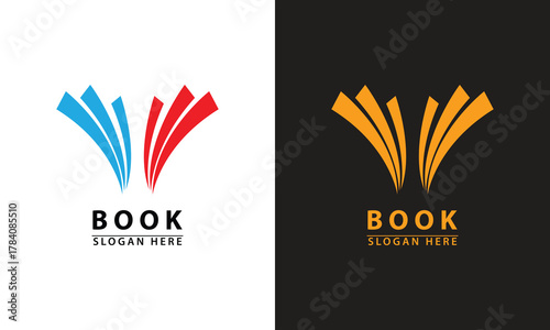 Dynamic open book logo with three spreading pages, symbolizing rapid learning, knowledge flow, education, open literature, digital library, and forward-thinking academic progress.