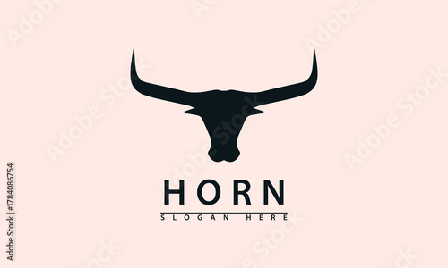 Creative and simple bulls horn logo vector. Bull head horn icon logo