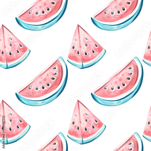Seamless pattern background wallpaper with summer watermelon slices perfect for beach vibes festive occasions and cheerful arrangements