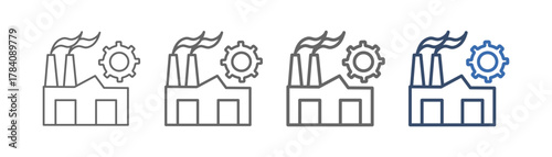 
outline icon sheet manufacturing with factory and gear design
