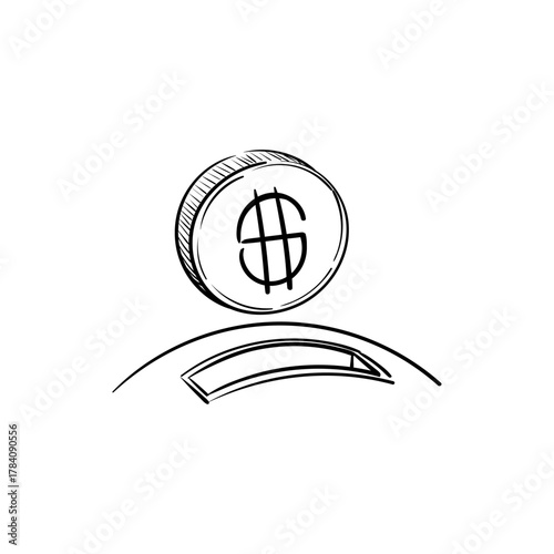 Money coin with dollar symbol going into a piggy bank illustration