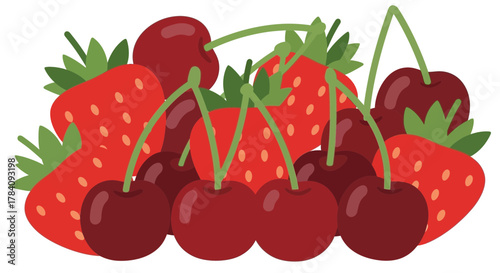Vibrant summer fruit arrangement: Strawberries and Cherries Delight