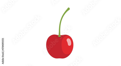 Vibrant red cherry with a lively stem on a clean white backdrop design